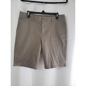Liz Claiborne Womens Shorts Size 12 Brown Khaki Chino 10" Inseam Summer Casual